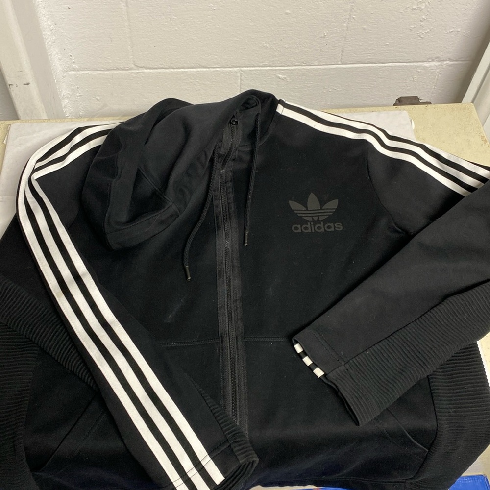 Adidas zipper front hoodie sweatshirt.